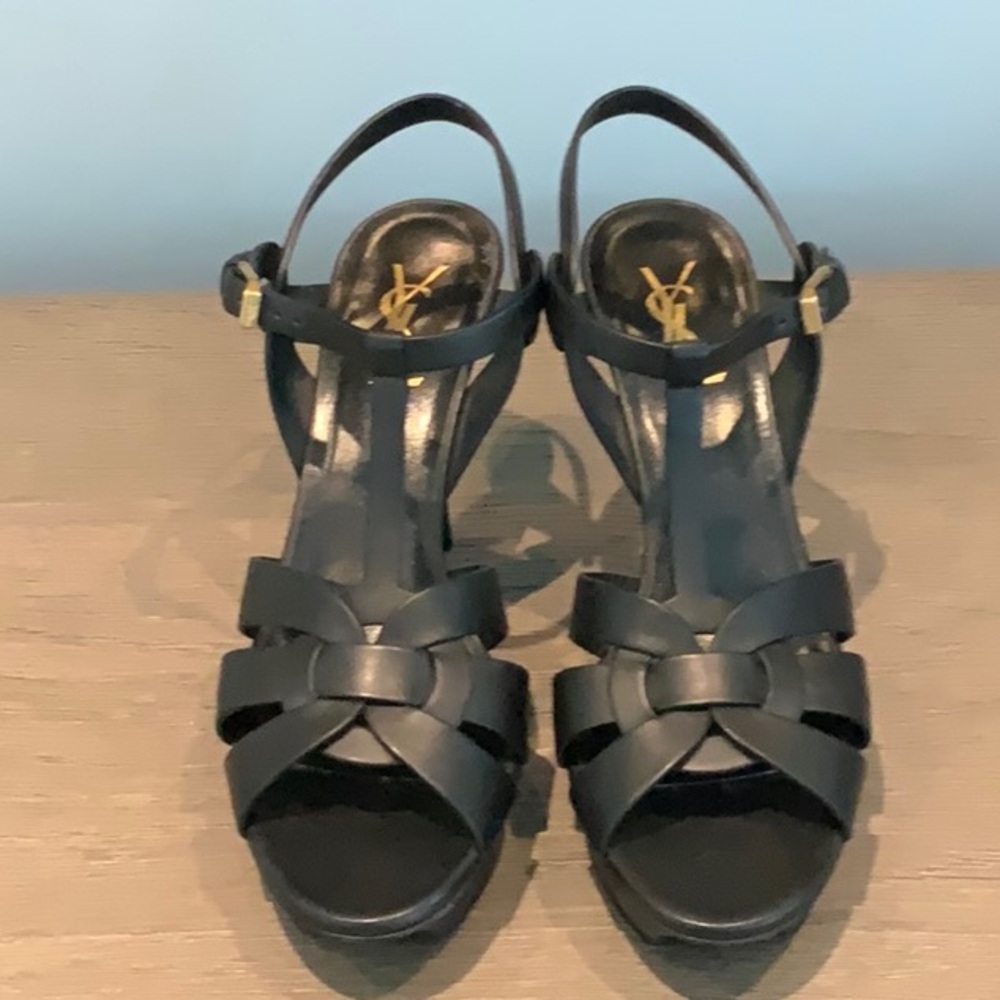 Saint Laurent Tribute Leather Platform Sandals